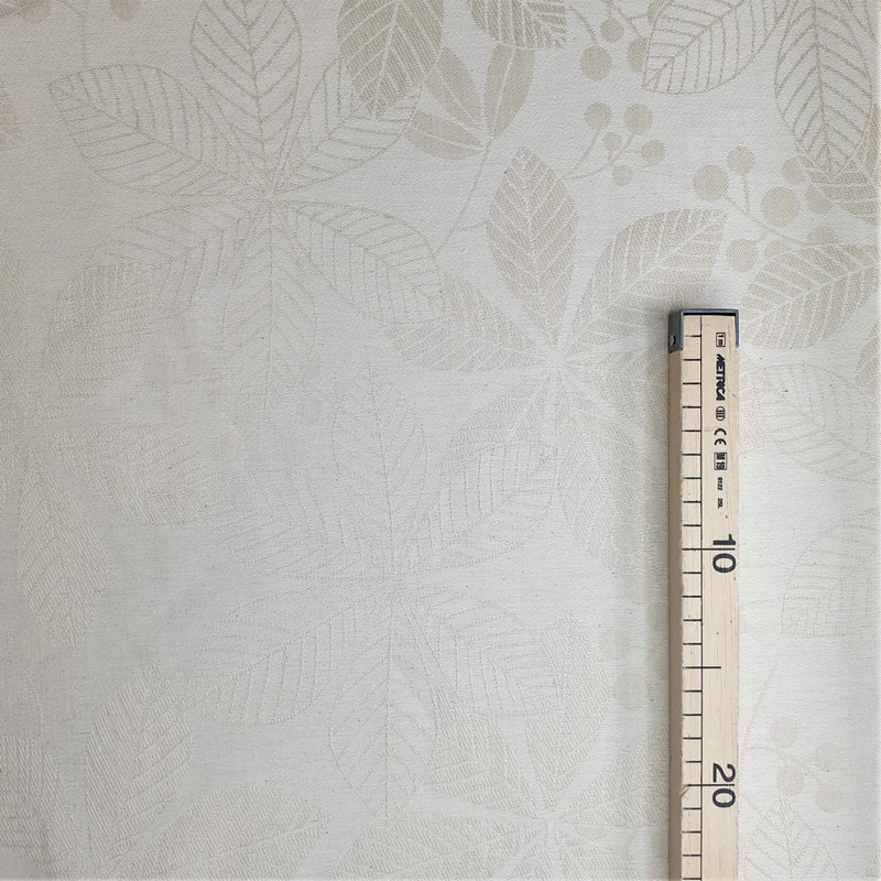 Tissu Mélange de Lin - FEUILLES FOND NATUREL - coupe minimum ou multiples de 25 x 180 cm