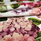 Tissu Hortensias ROSE infroissable - H 160 cm