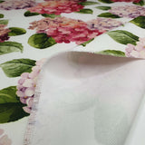 Tissu Hortensias ROSE infroissable - H 160 cm