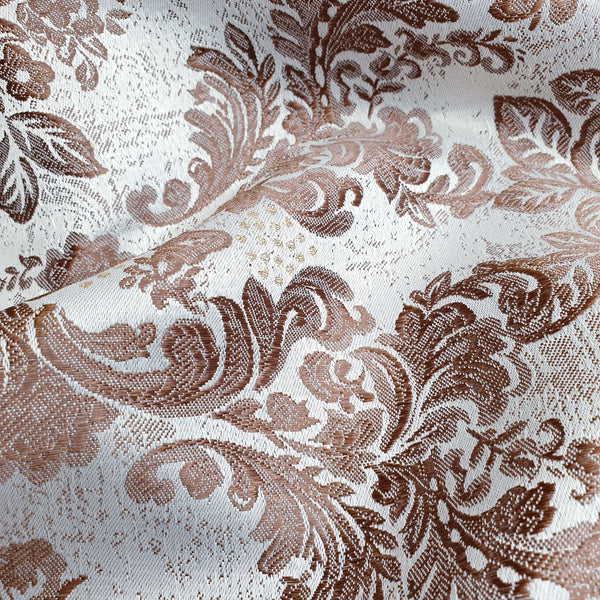 Tissu d'ameublement Jacquard - DAMAS IVOIRE/MARRON - coupe minimum ou multiples de 25 x 300 cm